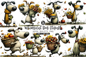 Whimsical Dog Clipart Bundle, a Seasonal Illustration by OK Design