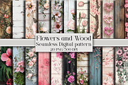 Flowers and Wood Digital pattern, a Pattern Graphic by Libby Wishes (Thumbnail 1 of 7)