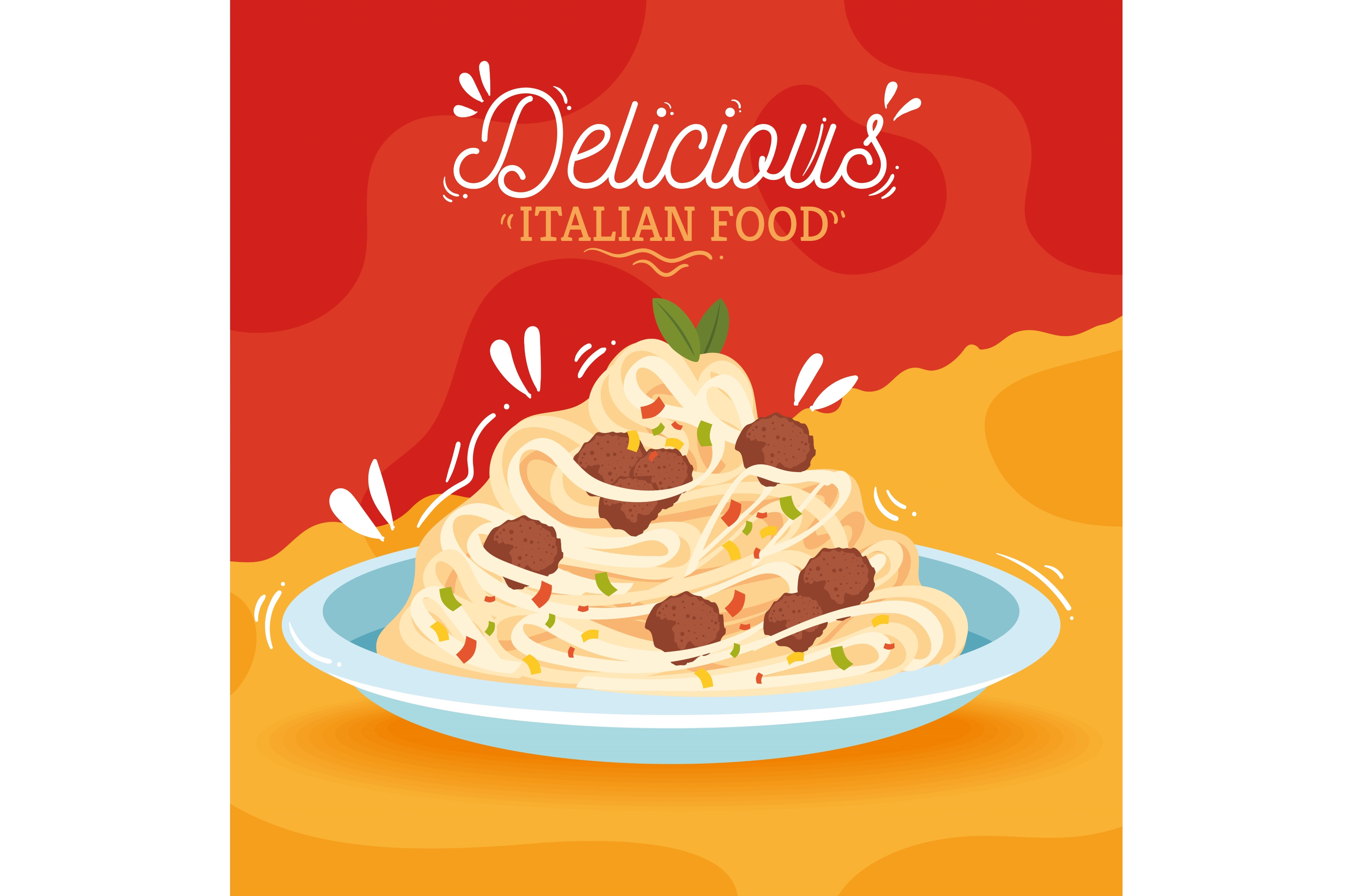 delicious italian food lettering, a Food Illustration by studiogstock
