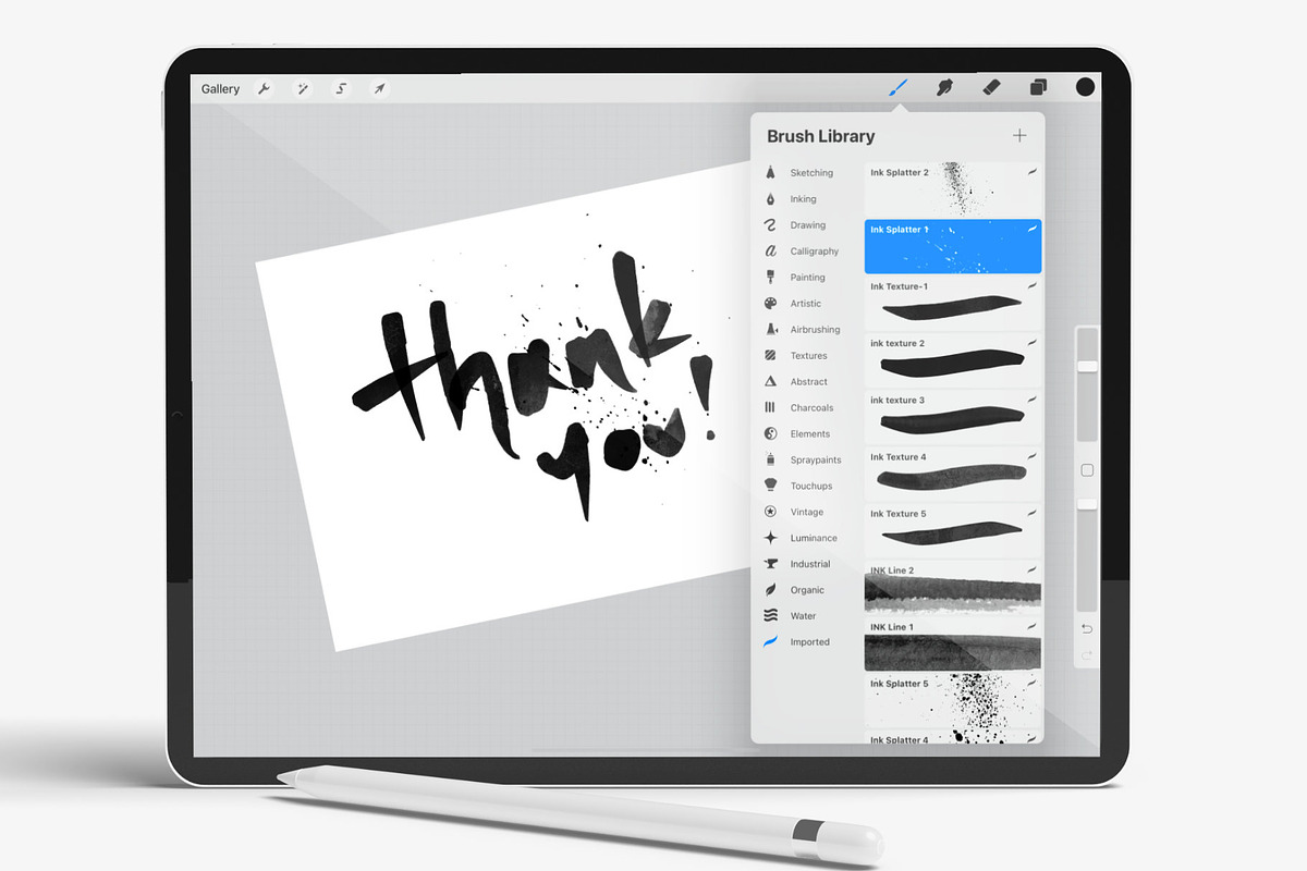 Ink Brushes and Stamps for Procreate, a Brush Add-On by Greek fonts by nantia.co (Photo 9 of 9)