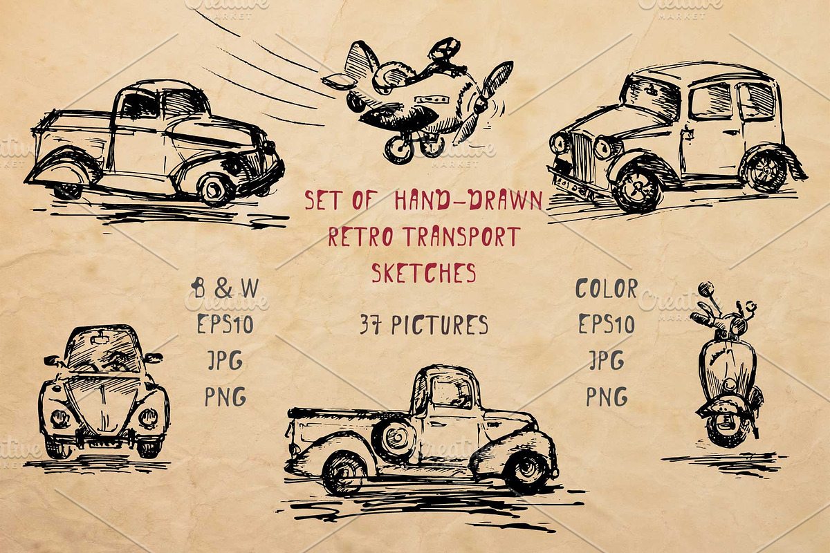 Set of hand-drawn transport, a Decorative Illustration by Zimages (Photo 1 of 6)