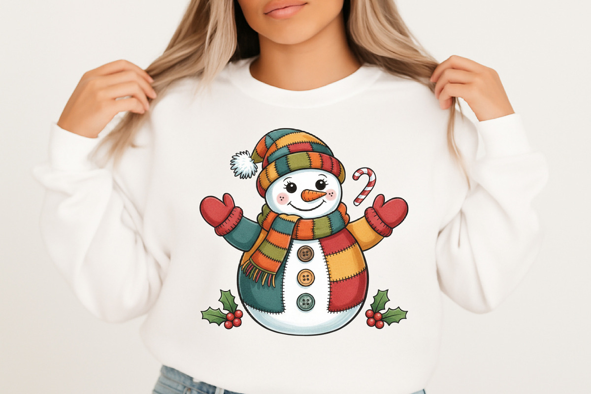 Patchwork Snowman Png, Merry Christm, an Illustration by Designking (Photo 4 of 6)
