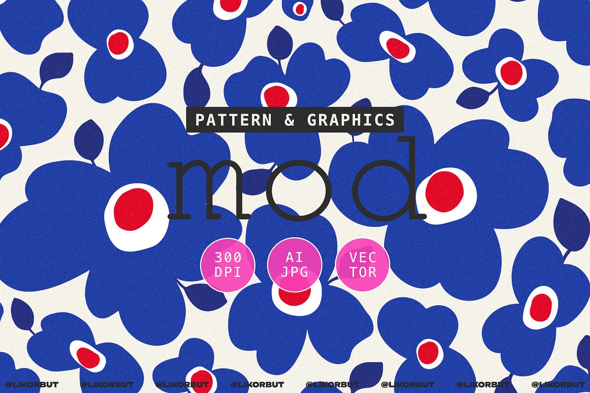 Bold Modern Abstract Floral Pattern, a Pattern Graphic by likorbut (Photo 1 of 11)