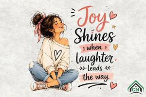 Joy Shines when Laughter Cute Girl, a Seasonal Illustration by Craft Nest