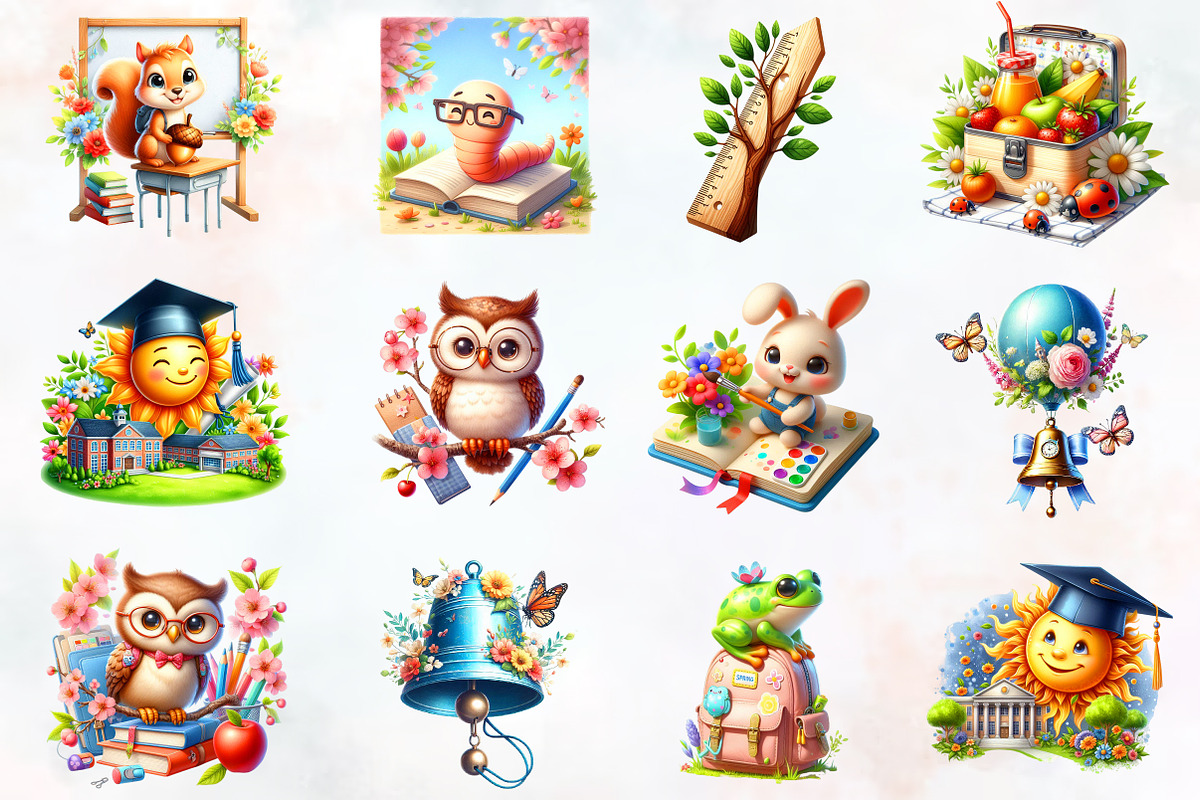 Spring School Clipart, an Illustration by RobertsArt (Photo 5 of 7)