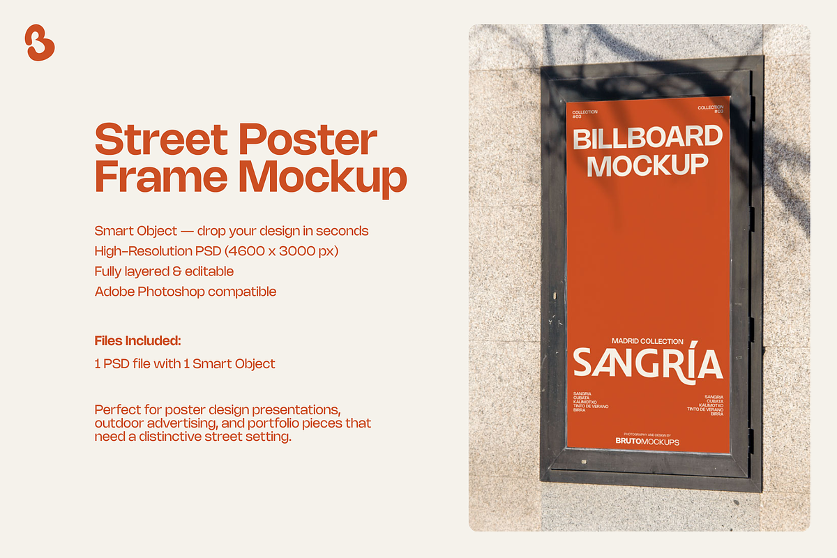Street Poster Frame Mockup, an Advertising Mockup by Bruto Mockups (Photo 2 of 3)