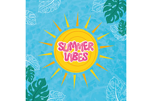Summer vibes poster with sun and, an Object Illustration by studioDK