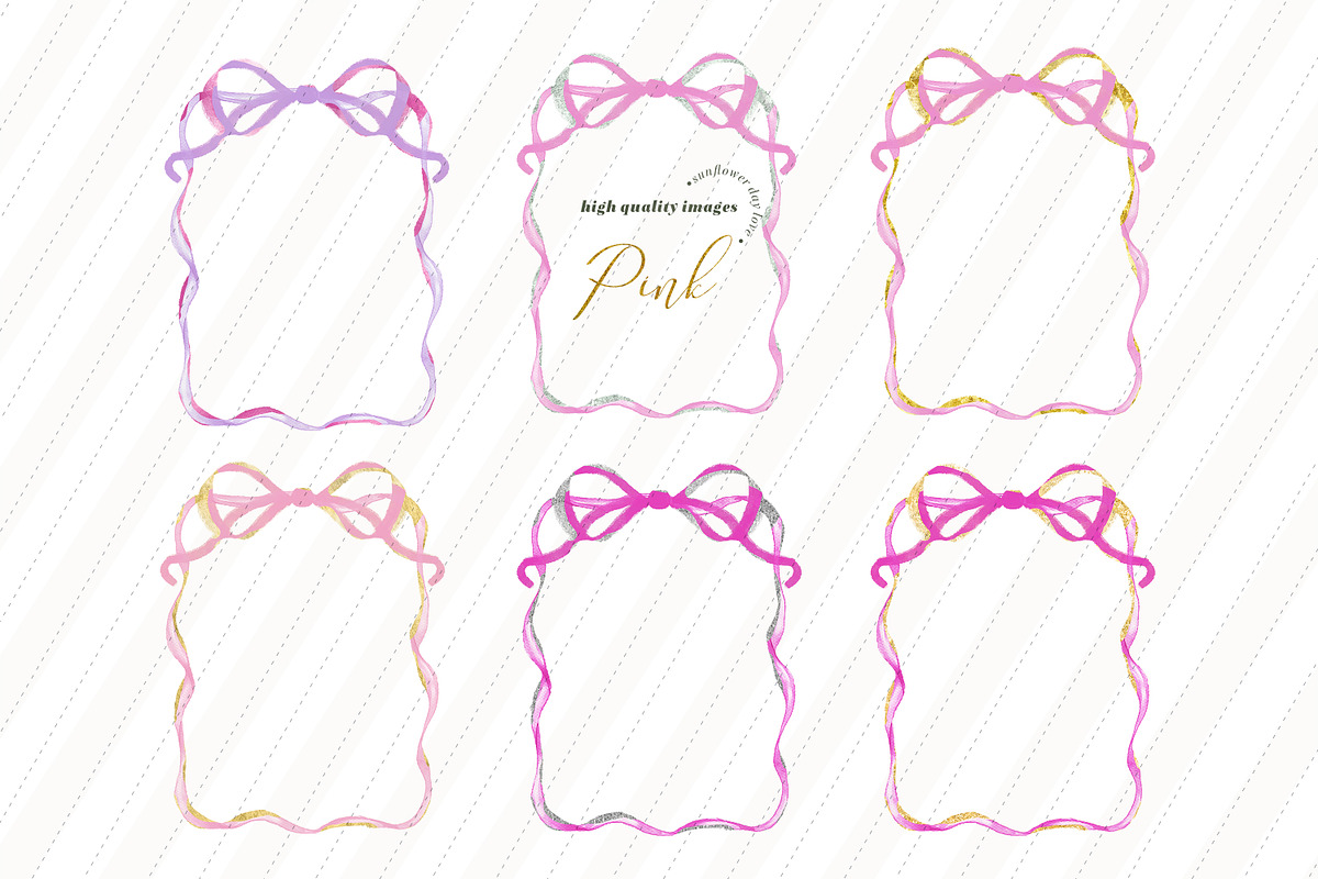 Pink Coquette Bow Frames Clipart, an Illustration by Sunflower Day Love (Photo 1 of 3)