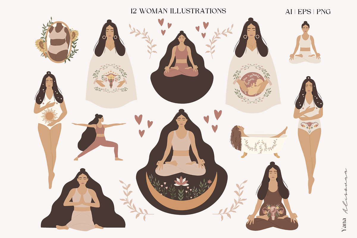 Woman cycle collection, a Healthcare Illustration by Alisovna (Photo 5 of 10)