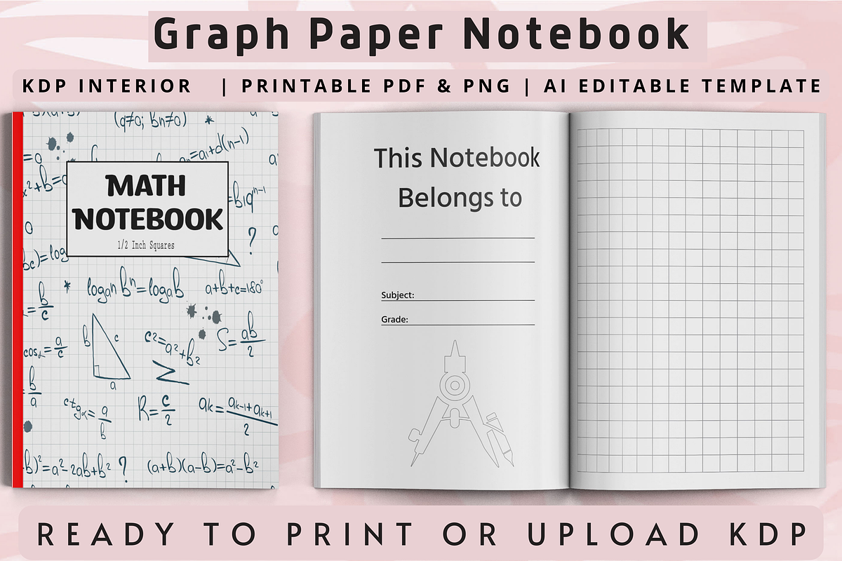 Graph Paper Notebook 1/2 Inch Square, a Templates & Theme by Book2bees