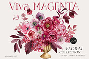 Viva MAGENTA floral collection, an Illustration by AleksaArt (Thumbnail 1 of 15)