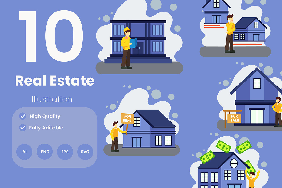 Real Estate Illustration Pack, an Illustration by baii09 (Photo 1 of 4)
