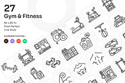 Gym & Fitness Icons Set - Line, an Outline Icon by Kmg Design (Thumbnail 1 of 2)