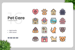 Pet Care Colored Icons, an Icon by Upnowgraphic
