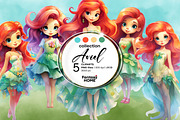 Little princess mermaid cliparts, an Object Graphic by JuliaStarArt-FantasyHome (Thumbnail 1 of 8)