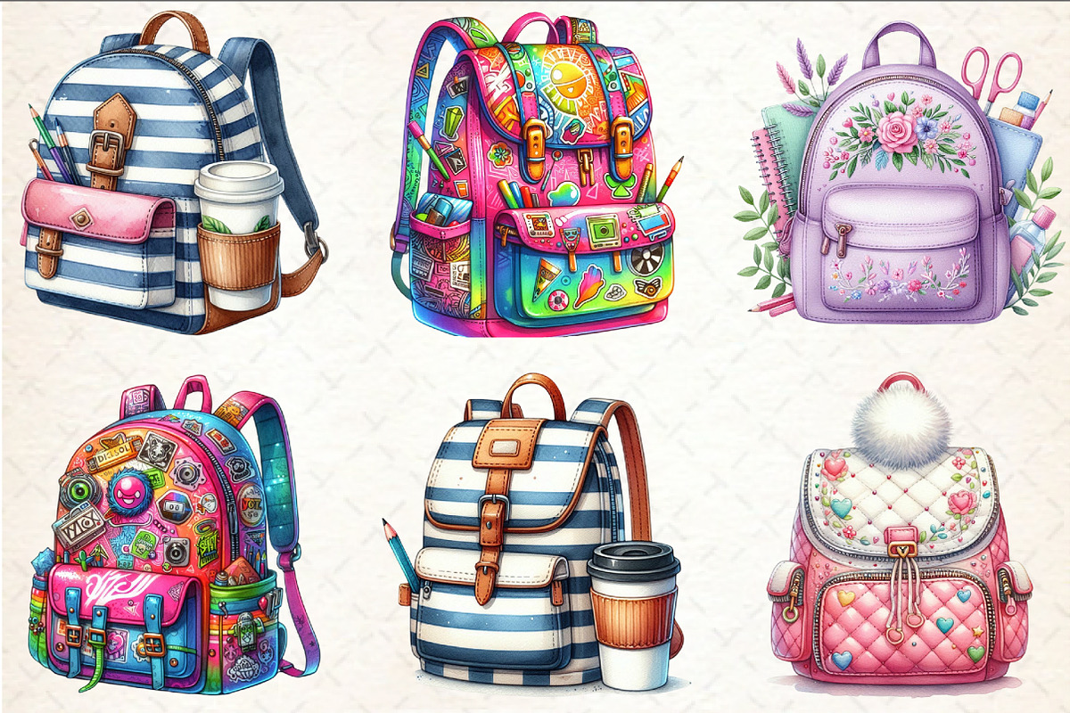 Back To School lady Bag Clipart, a Seasonal Illustration by Rose Art (Photo 4 of 4)