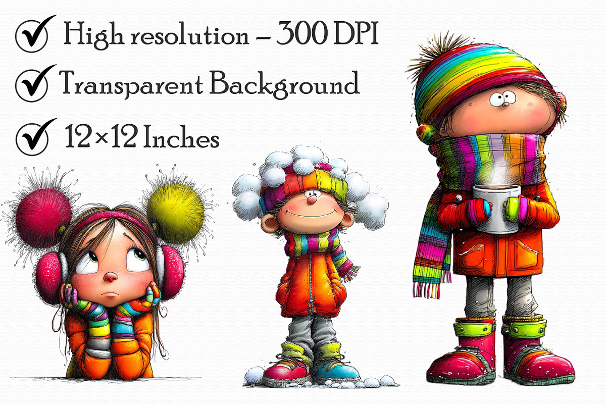 Whimsical Winter Kids Clipart Bundle, an Illustration by Libby Wishes (Photo 7 of 7)