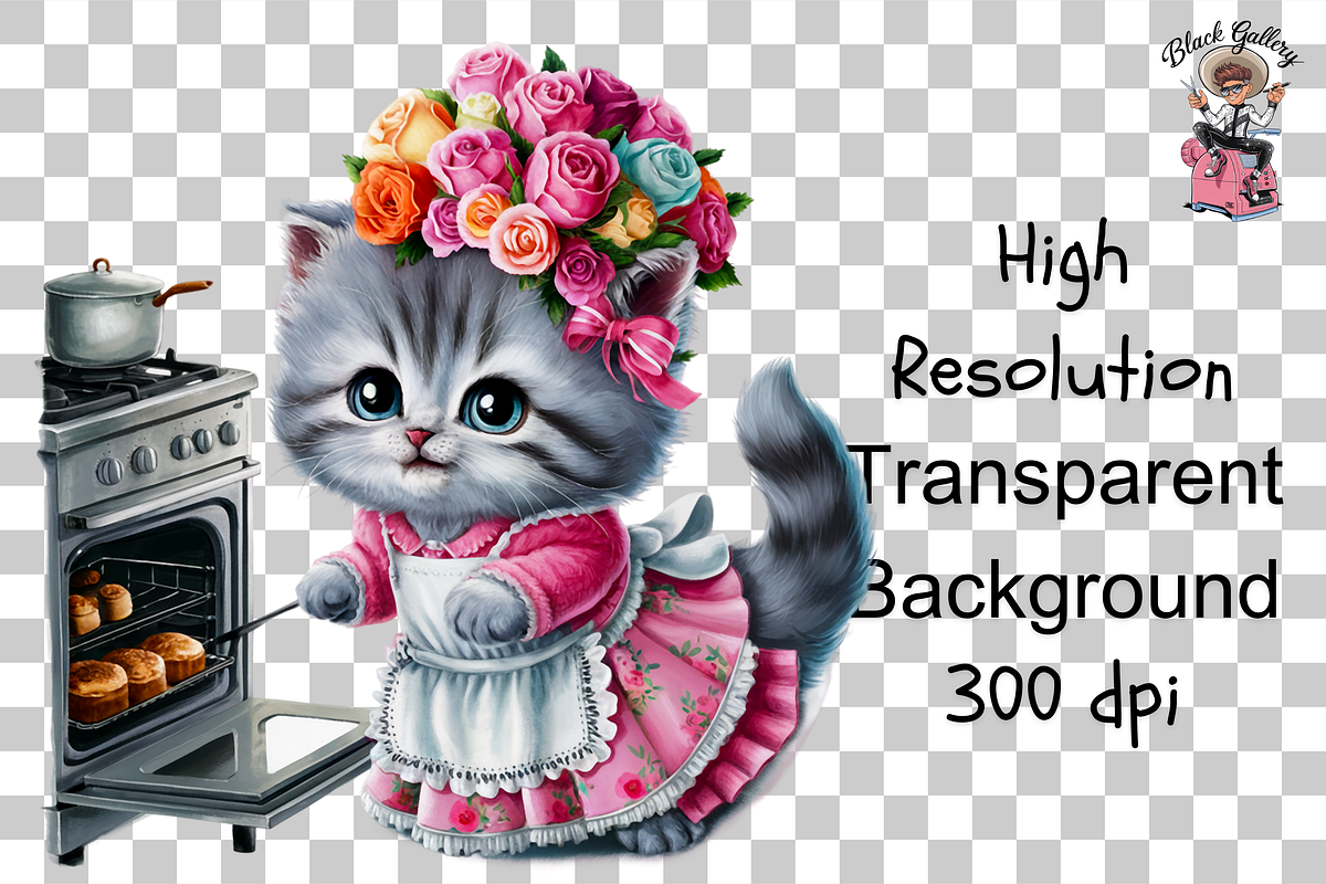 Cooking Cat Clipart PNG Bundle, a Graphic by Clipart Bloom (Photo 10 of 12)