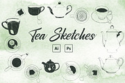 Hand Drawn Tea Sketches PSD/Ai, an Illustration by Cuppakeri (Thumbnail 1 of 3)