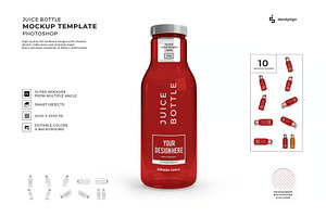 Juice Bottle Mockup Template Set, a Packaging Mockup by DesignRushMarket