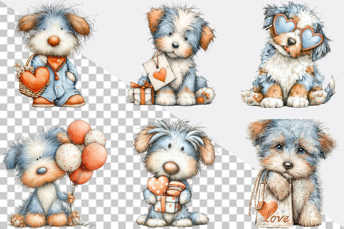 Whimsical Valentine Fluffy Dog Clipa, an Illustration by SVGArt (Photo 2 of 8)