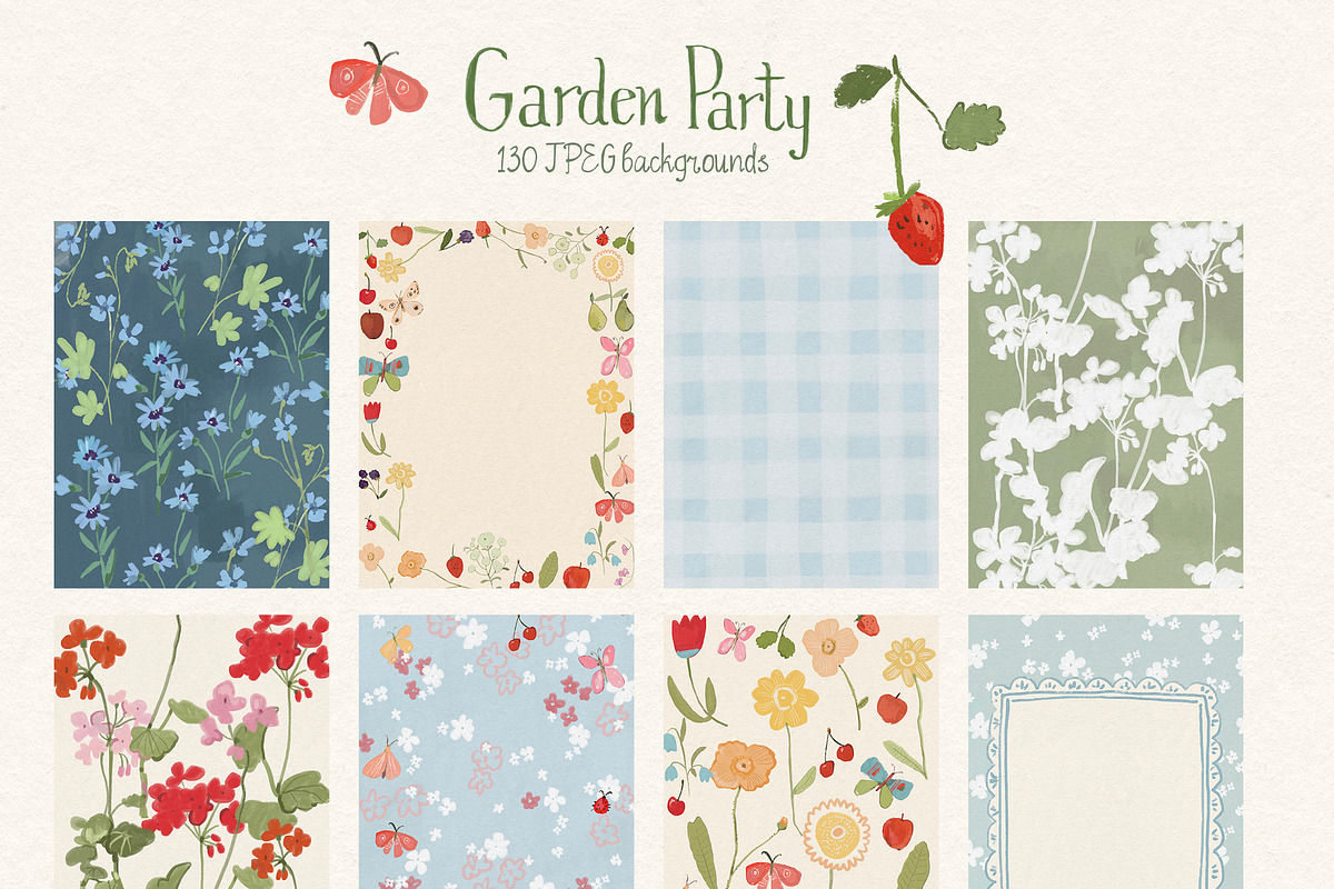 Whimsical Floral Backgrounds Frames, a Background Graphic by whiteheartdesign (Photo 7 of 20)