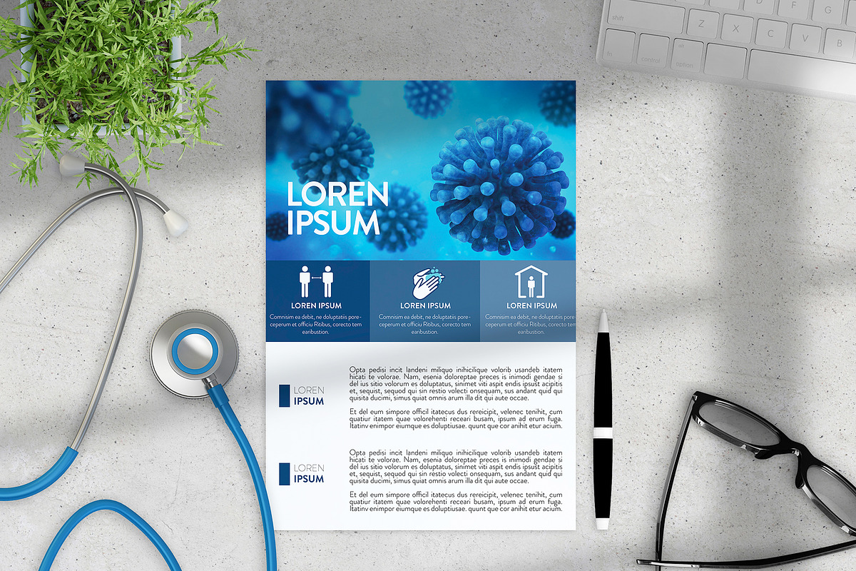Covid Flyer Layout, a Flyer Template by McLittle Stock