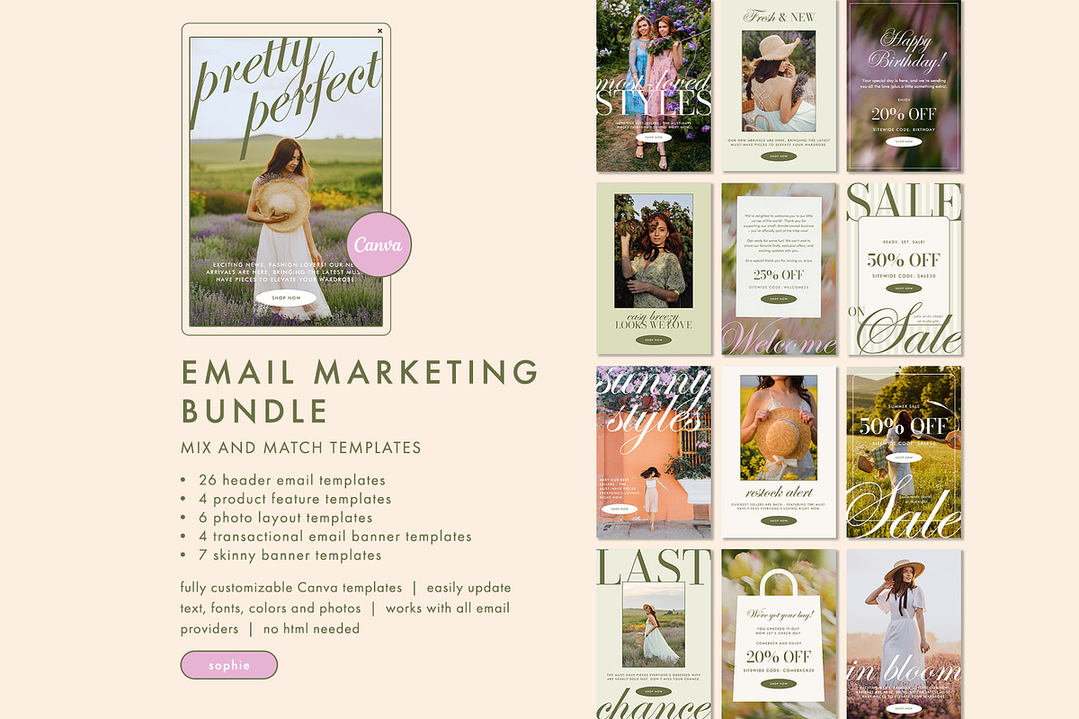 Feminine Canva Email Template Bundle, an Email Template by KikiBunnyCreative (Photo 2 of 11)