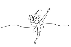 Ballet Dancer. Continuous One Line