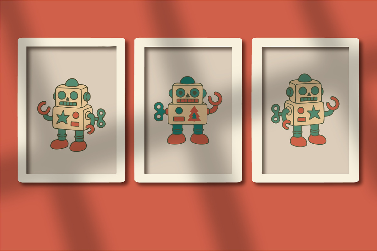 Retro Christmas Toy Robots Graphics, an Object Graphic by Blynn Pippen (Photo 15 of 26)