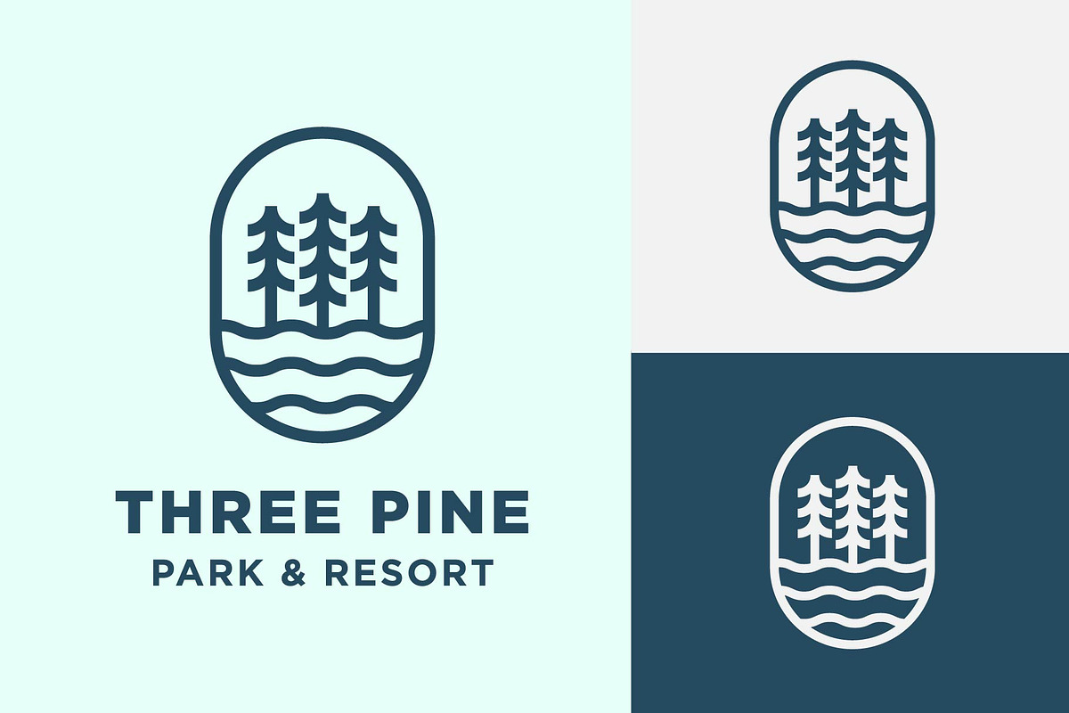 floatting three pines on river logo, a Branding & Logo Template by funpixel