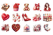 Watercolor Sweet Valentine Clipart, an Illustration by SinaCreation (Thumbnail 2 of 11)