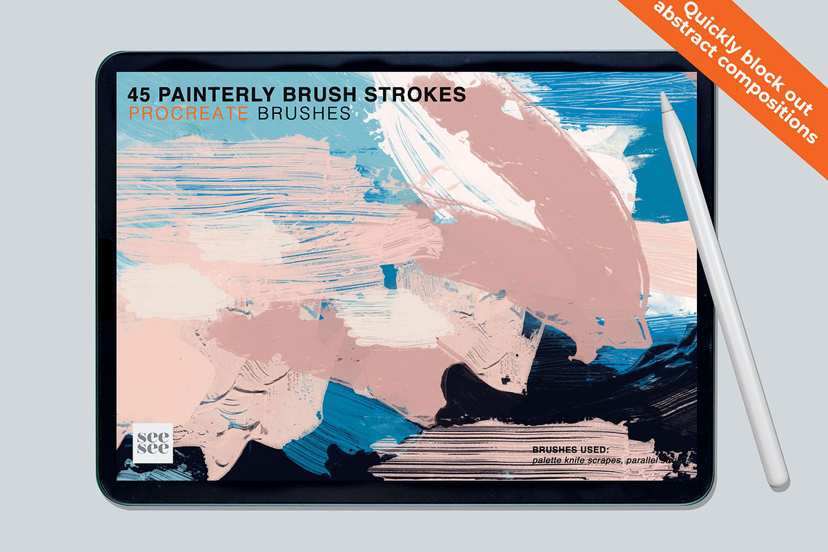 45 Procreate Painterly Brush Stamps, a Brush Add-On by CC CREATIVE CO (Photo 1 of 15)