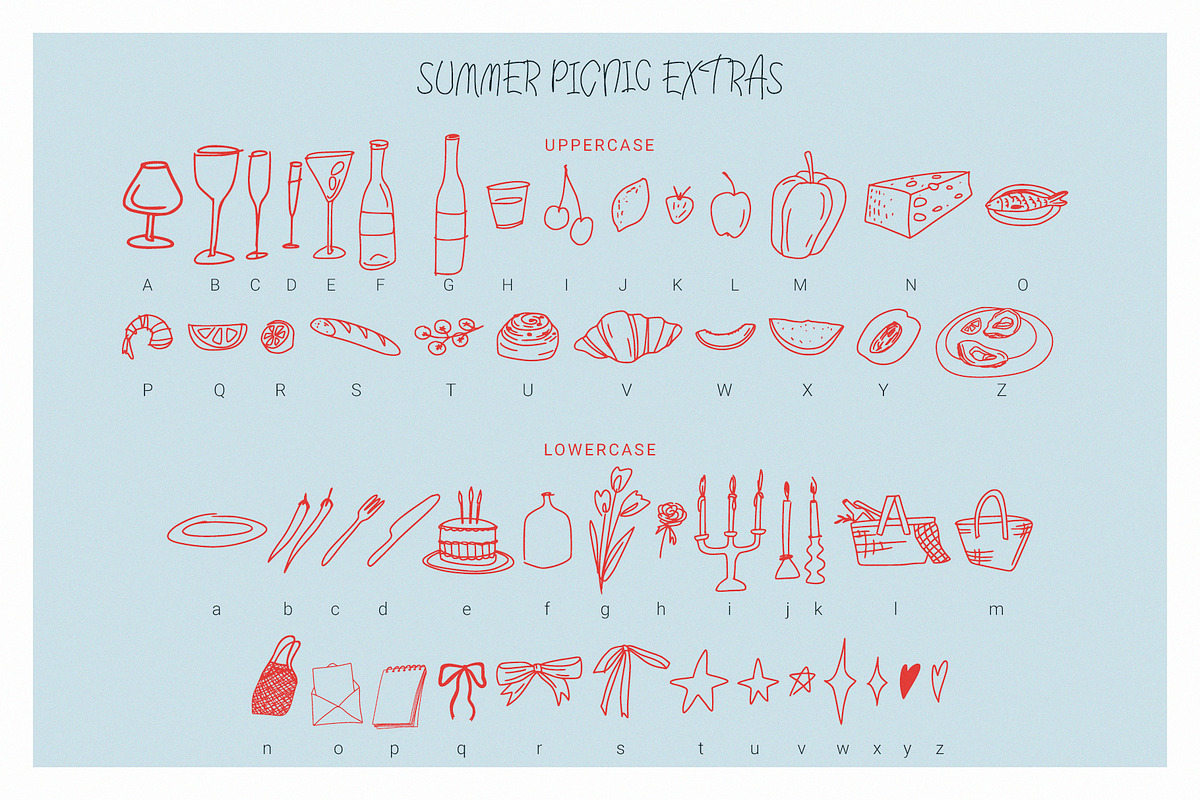 Summer Picnic | Extras Doodle Font, a Handwritten Font by AnMark (Photo 6 of 9)
