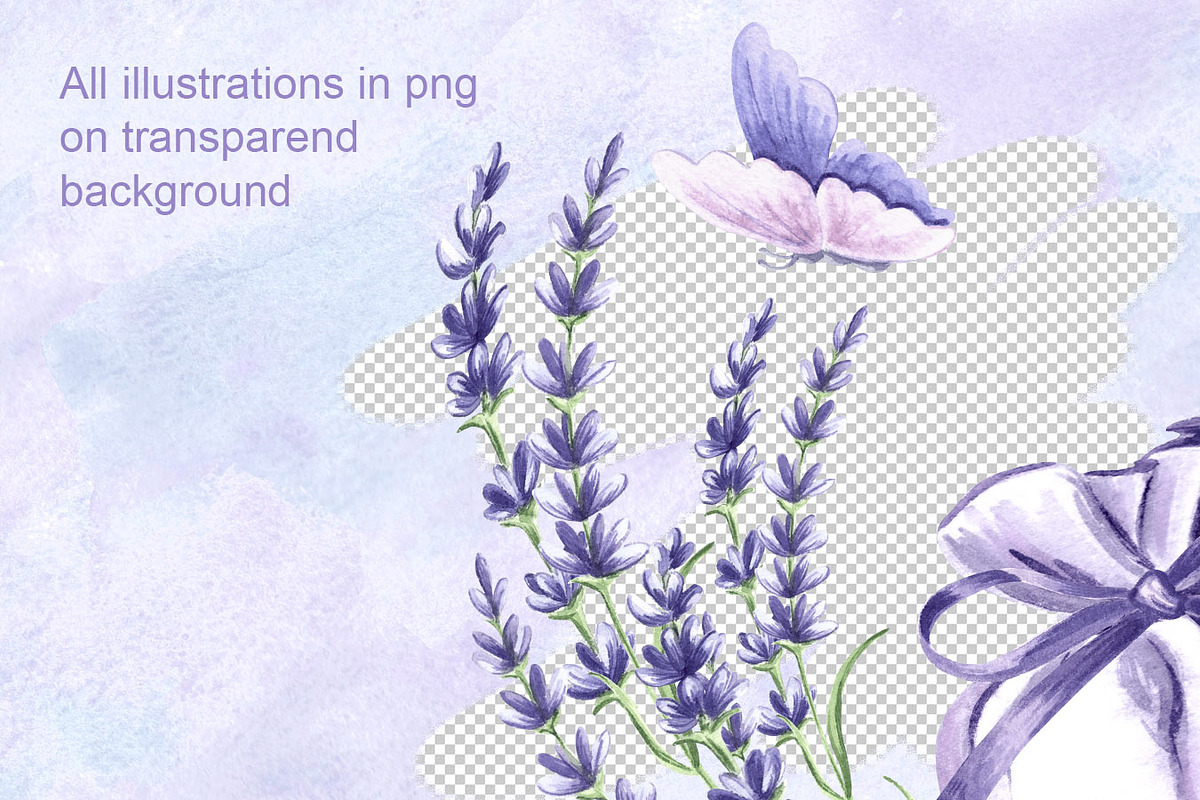 Lavender Provence watercolor clipart, a Decorative Illustration by susie-p-art (Photo 3 of 15)