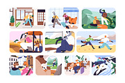 Anthropomorphic animals travel set, an Animal Illustration by PaperTrident (Thumbnail 1 of 12)