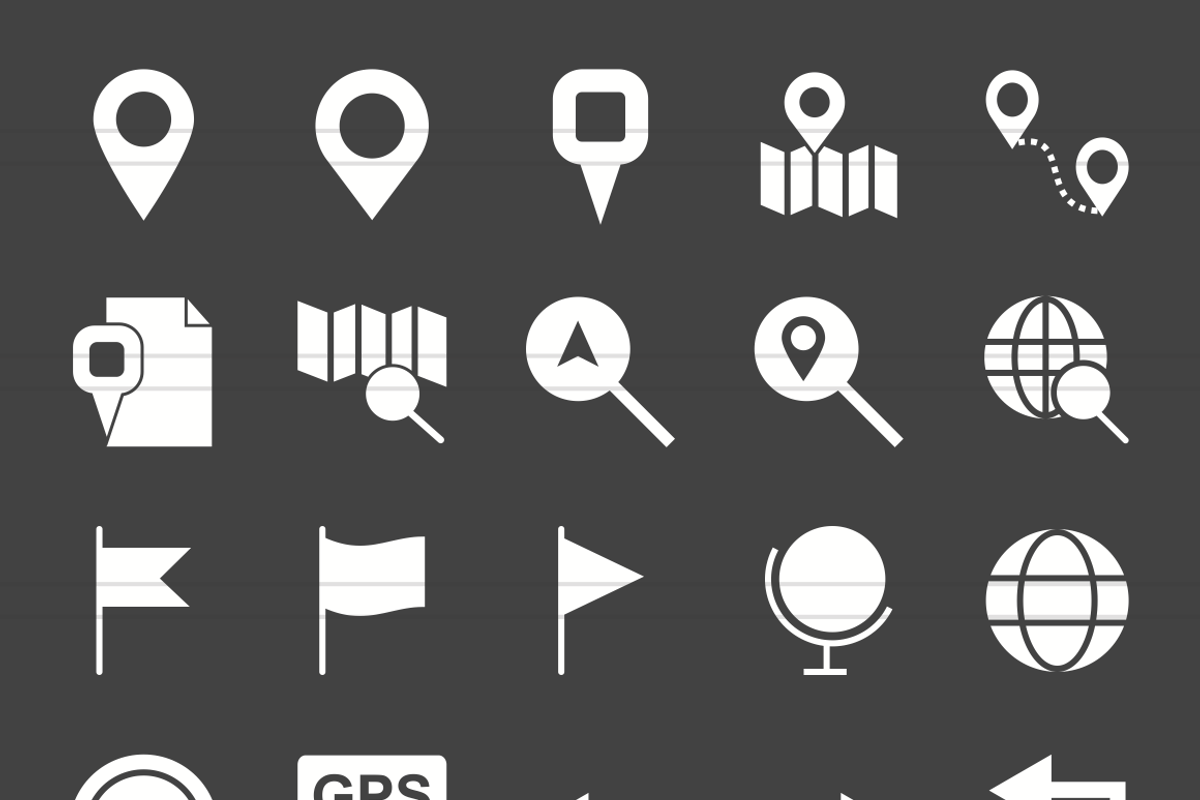 50 Maps Glyph Inverted Icons preview 2