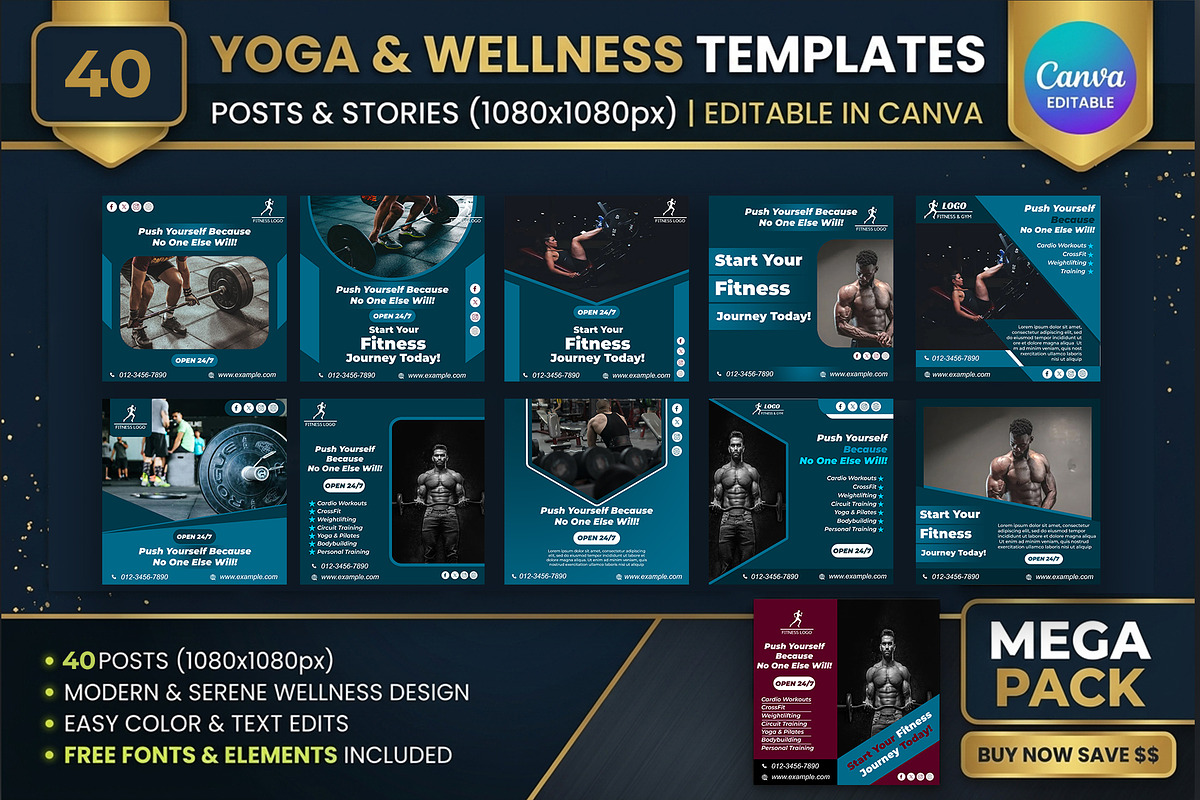 Gym - Fitness - Yoga - Instagram Kit, a Social Media Template by Mohammad Sarfaraz (Photo 2 of 3)