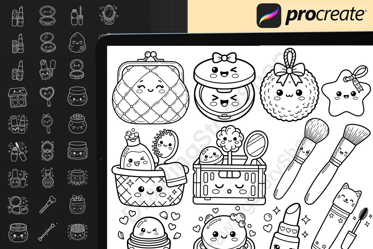 150 Procreate Kawaii Makeup Stamps, a Brush Add-On by DrawingStoryShop (Photo 6 of 6)