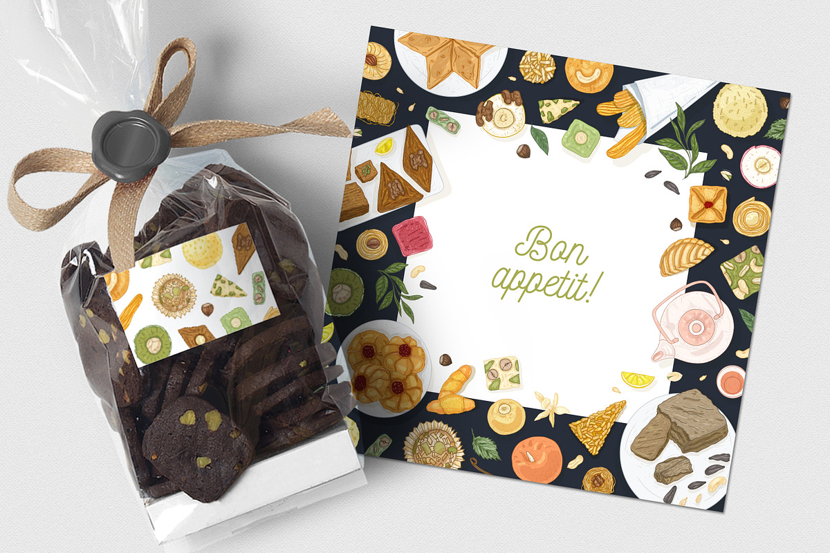Oriental sweets set + backgrounds, a Food Illustration by Good Studio (Photo 20 of 21)