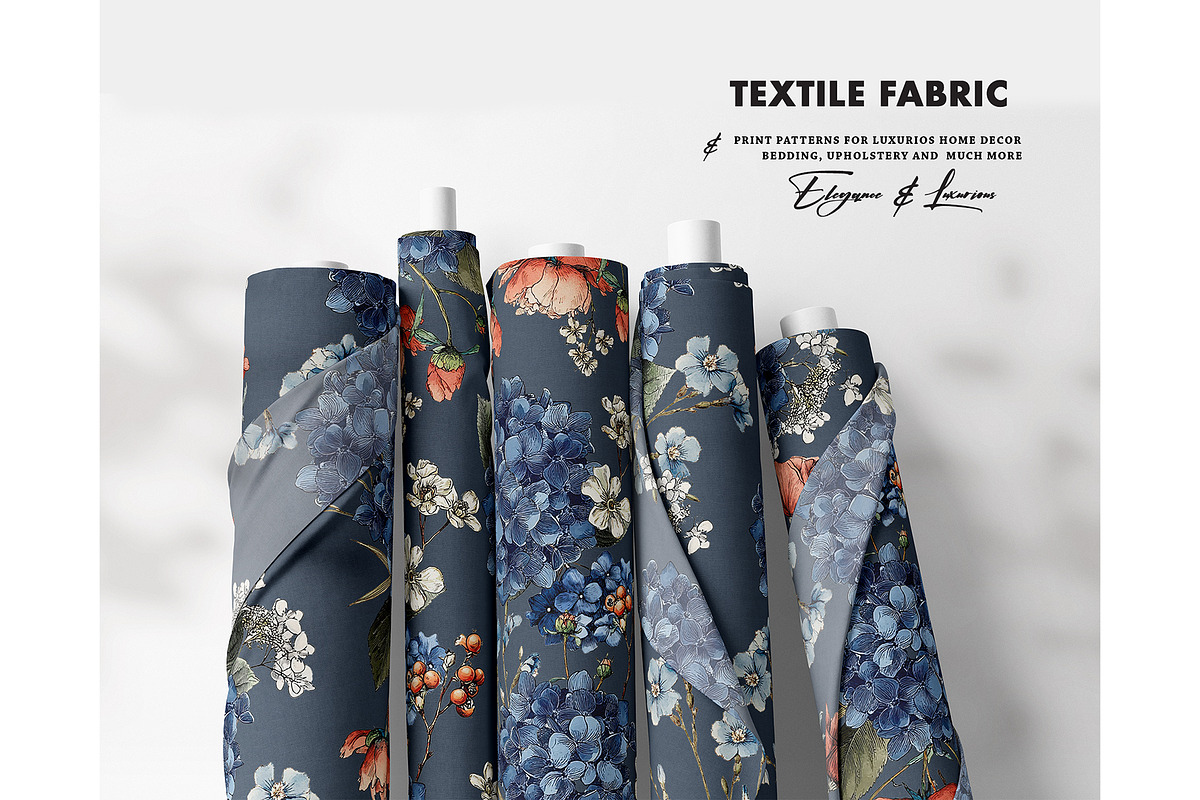 Moody hydrangea botanical pattern, a Pattern Graphic by Milatoo (Photo 7 of 8)