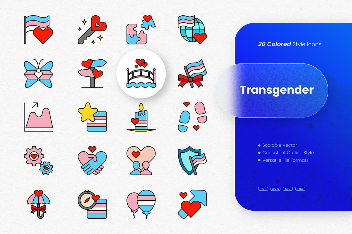 Transgender Colored Icons, an Outline Icon by cidcud_graphic