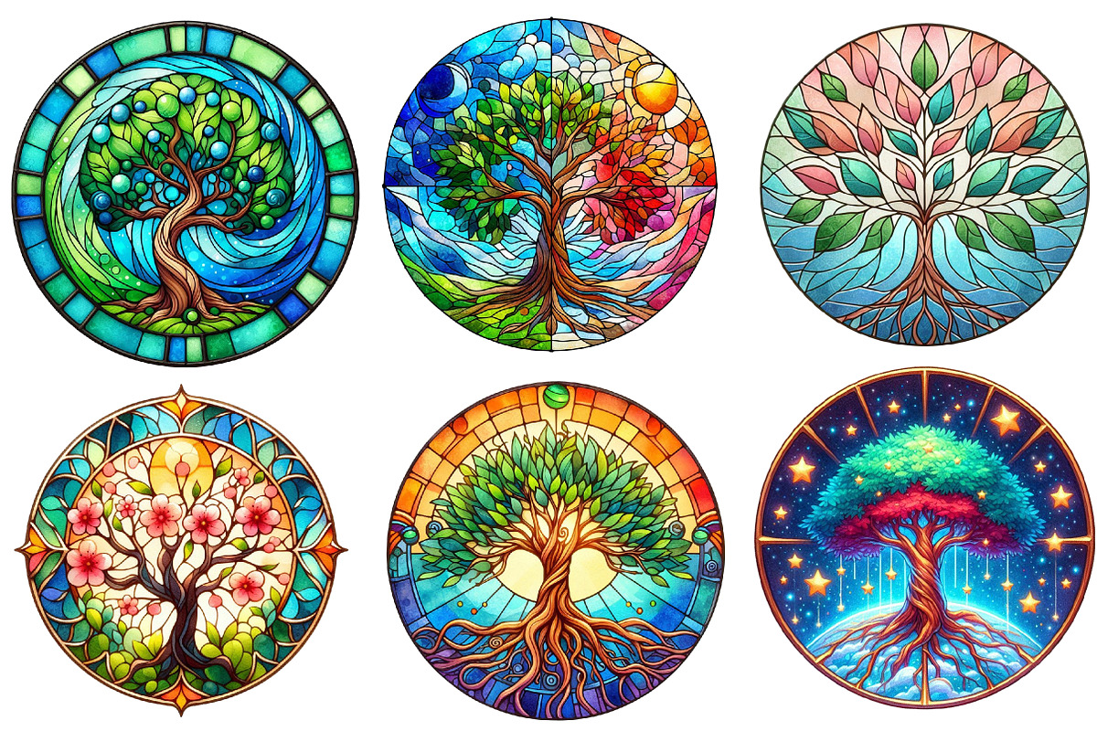 Tree of Life Stained Glass Clipart, an Illustration by Designworld (Photo 3 of 6)