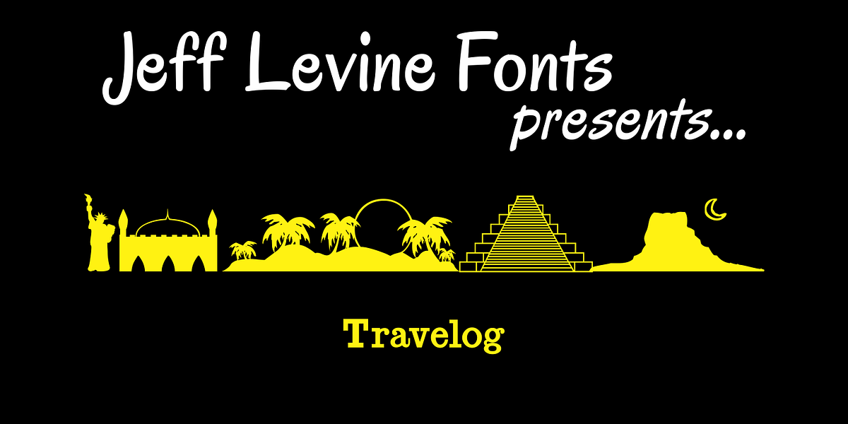 Travelog JNL, a Symbol Font by Jeff Levine Fonts