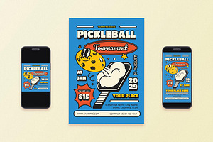 Cartoon Pickleball Tournament Flyer, a Flyer Template by Aiyari Graphic