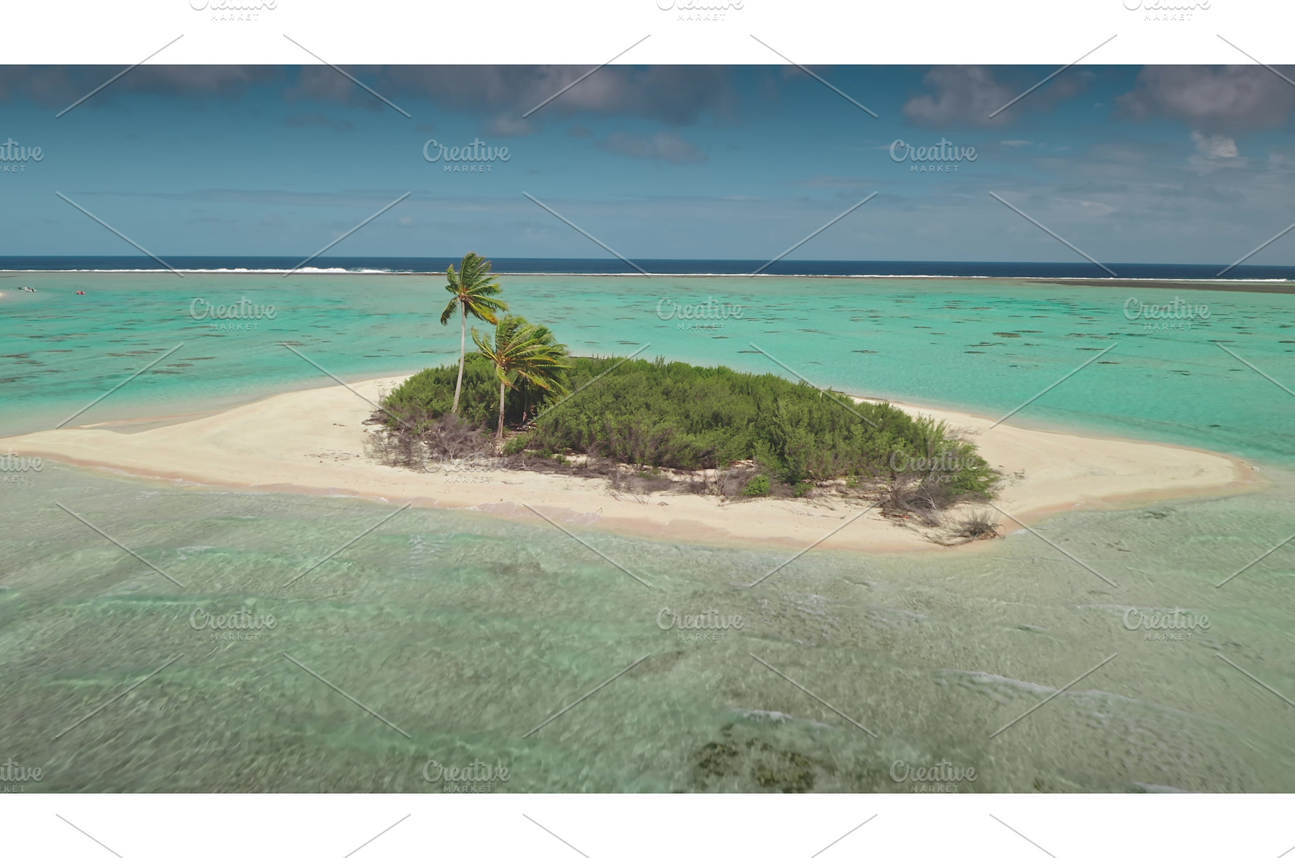 Small desert island with palm trees, a Nature Photo by Goinyk