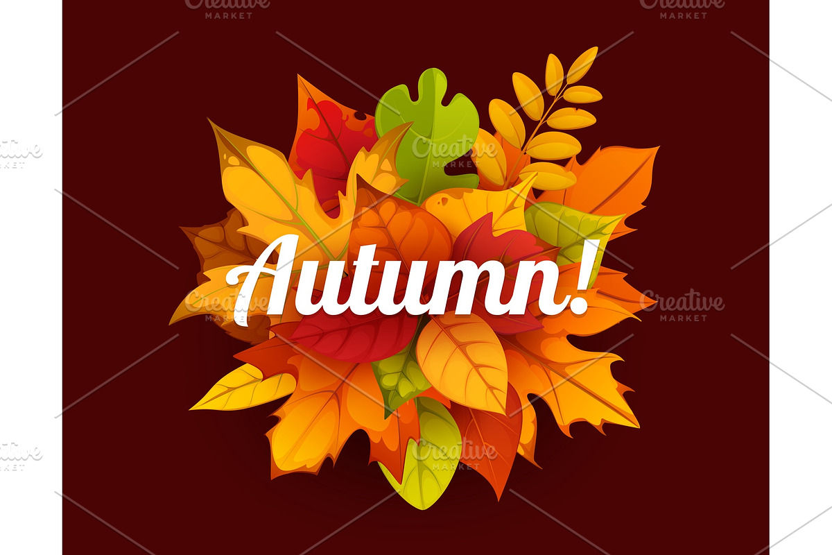 Hello Autumn banner with bunch, a Seasonal Illustration by Vector Tradition (Photo 2 of 3)
