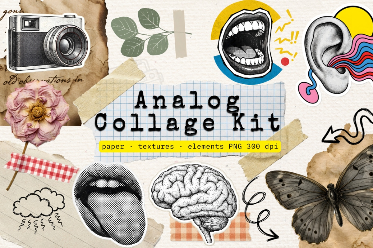 ANALOG COLLAGE KIT - Paper Scrapbook, an Object Graphic by iloveTemplate (Photo 1 of 5)