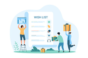 Wishlist gift & shopping list, a Person Illustration by Flashvector