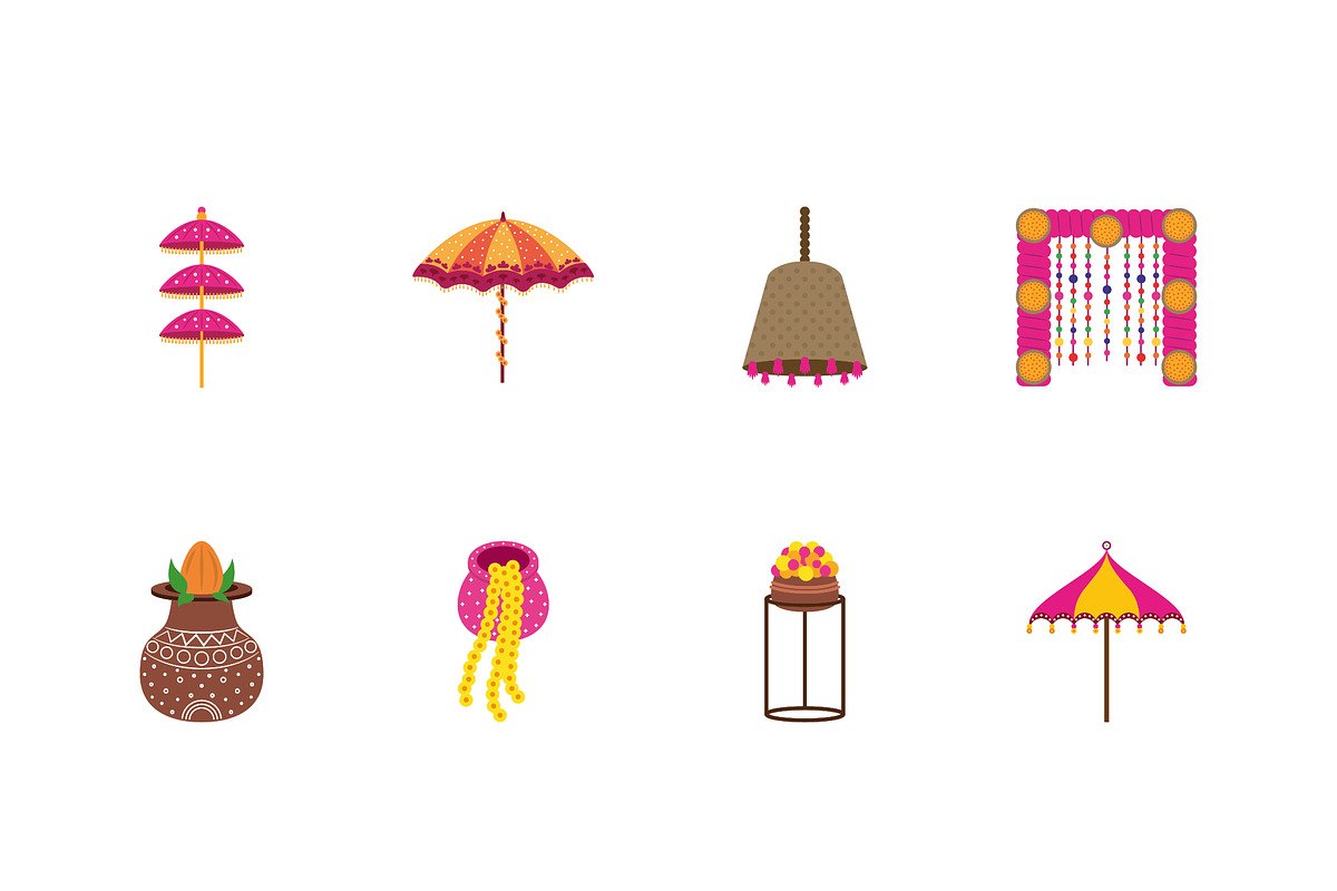 Indian Wedding Decor Icon Set